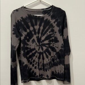 Black Tie-Dye Long Sleeve Top